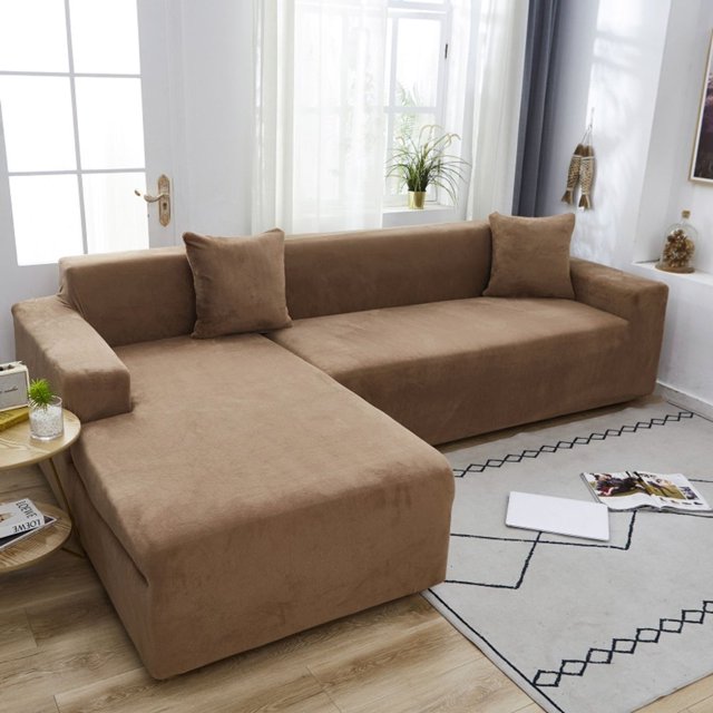 2024 Plush Sectional Couch Cover Stretch L Shape Sofa Covers For Sectional Sofa Set L Shape Couch Protector Chaise Lounge Covers For Dogs Kids-Gray-1 Seater