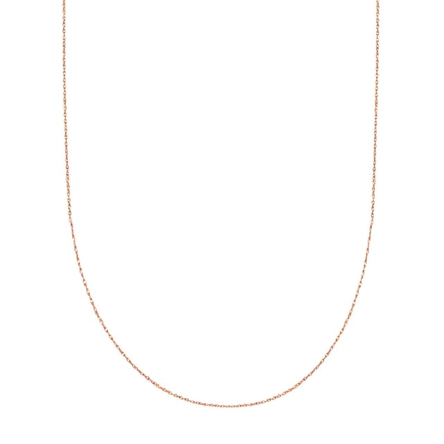 10k Rose Gold Rope Chain Necklace, 0.5mm, 16"