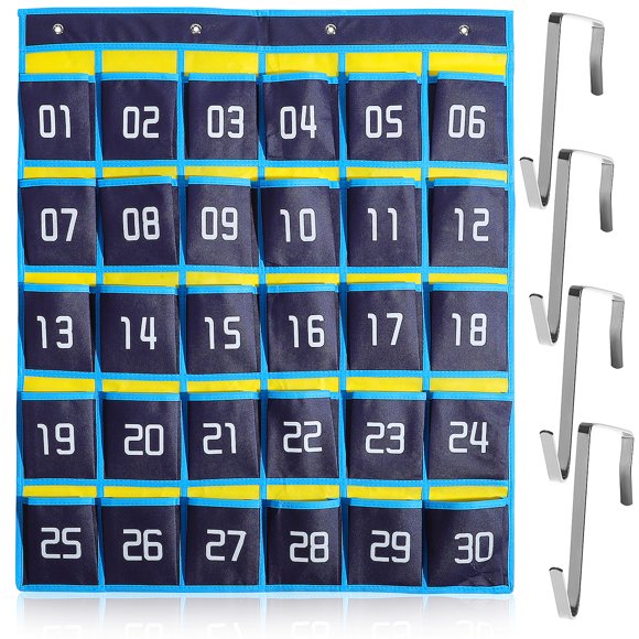 MasteelfCA Organisateur de Classe Numéroté Pochette pour Téléphone Pochette 30 Poches Support pour Téléphones Sac de Rangement Mural avec Crochets