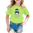 thumbnail image 1 of WEAIXIMIUNG T-Shirts à Col Montant pour Fille Enfant Filles Mignon Imprimé Graphique Col Rond Manches Courtes Tee Été Décontracté T-Shirt, 1 of 4