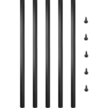 VEVOR Deck Balusters, 101 Pack Metal Deck Spindles, 26"x0.75" Staircase Baluster with Screws, Aluminum Alloy Deck Railing for Wood and Composite Deck, Square Baluster for Outdoor Stair Deck Porch