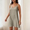 thumbnail image 4 of Ovzne Robes Grande Taille pour Femmes aux Courbes Robe de Plage Mode pour Femmes Couleur Unie Bretelles Col en V Robe Ample et Confortable Robe pour Femmes Liquidation, 4 of 7