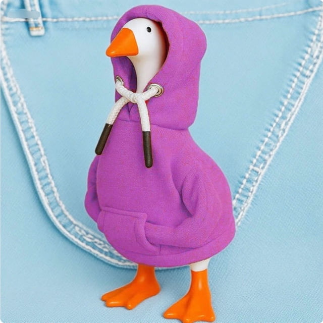 Magnetic Goose Statue with Key Clothes, Durable Mini Porch Goose Tabletop Decor Magnetic Accessory, Whimsical Desk Goose Outfits for Home Office Table Decor Gift