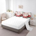 thumbnail image 3 of Red Farmhouse Flower Bedding Set Full Spring Bee Geranium 7 Piece Bed In A Bag Rustic Blossom Floral Comforter Set Green Leaf Bed Set With Comforter,Sheets Pillow Case And Covers, 3 of 5