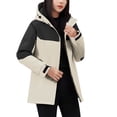 thumbnail image 3 of Sentmoon Jacket Oversized Hooded Neck Long Sleeve Winter Coat for Women Zipper Color Block Windproof Waterproof Women Clothing with Pockets Fall and Winter Stylish for Backpacking and Camping, 3 of 9