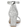 thumbnail image 2 of BLISSFUL STEP Women's Shoes Glitter Ankle Strap Block Heel Prom Sandals Silver 7, 2 of 8