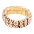 thumbnail image 1 of Maytalsory Bague en Cristal Extensible de Luxe Unique pour Déclaration d'Amour Bague Incrustée à la Mode Dorée 2 Rangées 1Ensemble, 1 of 6
