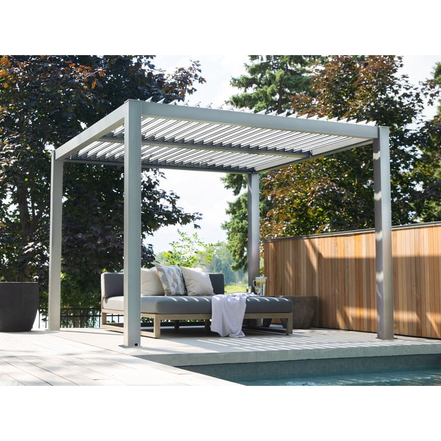 Gazebo Penguin Vikos 10 ft x 13 ft Aluminum Stand Alone Pergola - Grey