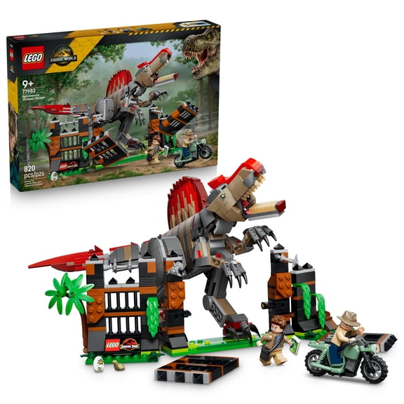 LEGO Jurassic World Spinosaurus Dinosaur Escape - Building Toy for Boys & Girls, Ages 9+ - Posable Dinosaur Toy for Kids with 2 Minifigures - Gift for Birthdays - 77982