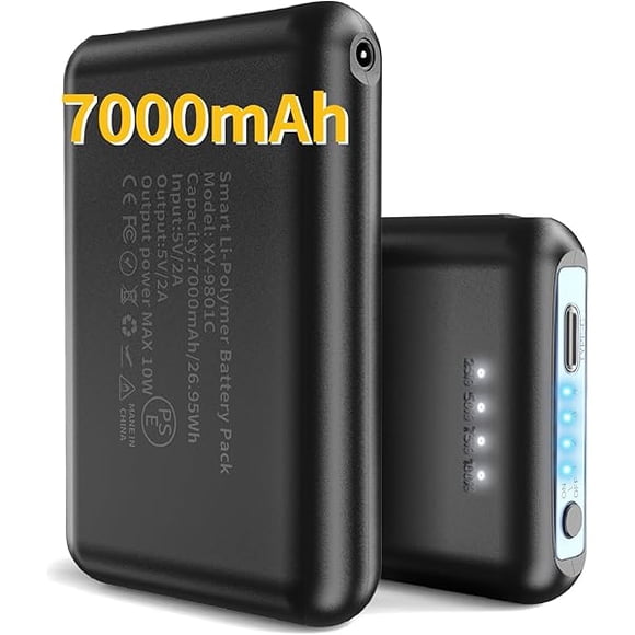AoVoTo 2-Pack Rechargeable 5V 7000mAh Li-Polymer Batteries with 4 Heating Levels, Large Capacity Replacement Battery for Heated Gloves, Mittens, Socks, Hats, Insoles, and Shoes
