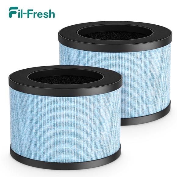 Fil-fresh 2-Pack MK01 & MK06 Filtre de Remplacement pour Purificateur d'Air, Compatible avec AROEVE MK01 & MK06, ToLife TZ-K1, Kloudi DH-JH01 Purificateur d'Air, Filtre 4-en-1 H13 True HEPA et au Charbon Activé, Bleu