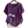 thumbnail image 4 of Birdeem Womens Summer Casual Round Neck Short Sleeve Printing Loose Shirt Tops, 4 of 5