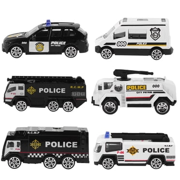 6 Pcs Modèles de Voitures de Police Assortis Jouets de Voitures Moulés sous Pression Jouets à Inertie Accessoires d'Apprentissage Précoce