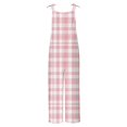 thumbnail image 4 of Lenpel Women's Jumpsuits Plus Size Sleeveless Spaghetti Strap Striped Plaid Straight Leg Rompers Causal Loose Overalls with Pockets, 4 of 5