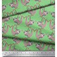 thumbnail image 2 of Soimoi Viscose Chiffon Fabric Feather,Branch & Sloth Cartoon Printed Fabric 1 Yard 42 Inch Wide, 2 of 3