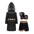 thumbnail image 2 of Moggemol Kids Girls Boys Boxer Clothes Boxing Robe And Print Shorts Gloves Set For Mma Kickboxing Black Gold 8, 2 of 7