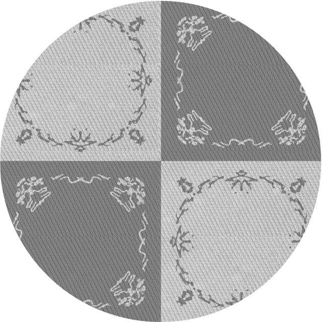 Ahgly Tapis Rond Lavable en Machine Intérieur Transitionnel Gris Platine, 3 Pieds Rond