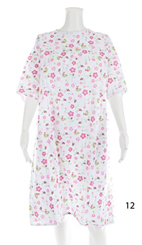 Women's Adaptive Flannel Backwrap Gown (Large, Caterpillars & Butterflies - 12)