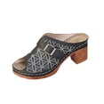 thumbnail image 1 of Wdhugt Floral Embroidered High Heel Slippers For Women Metal Buckle Half-Covered Toe Spring Summer Style Us Size 7 Heel Height 2.87 Inches Pu Material, 1 of 9
