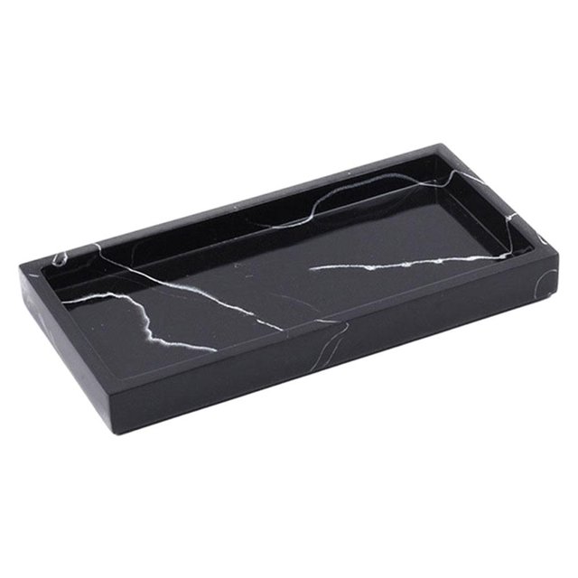 yuksok Creative Resin Tray Bathroom Storage Tray Rectangular Jewelry Storage Tray Dish Blcak