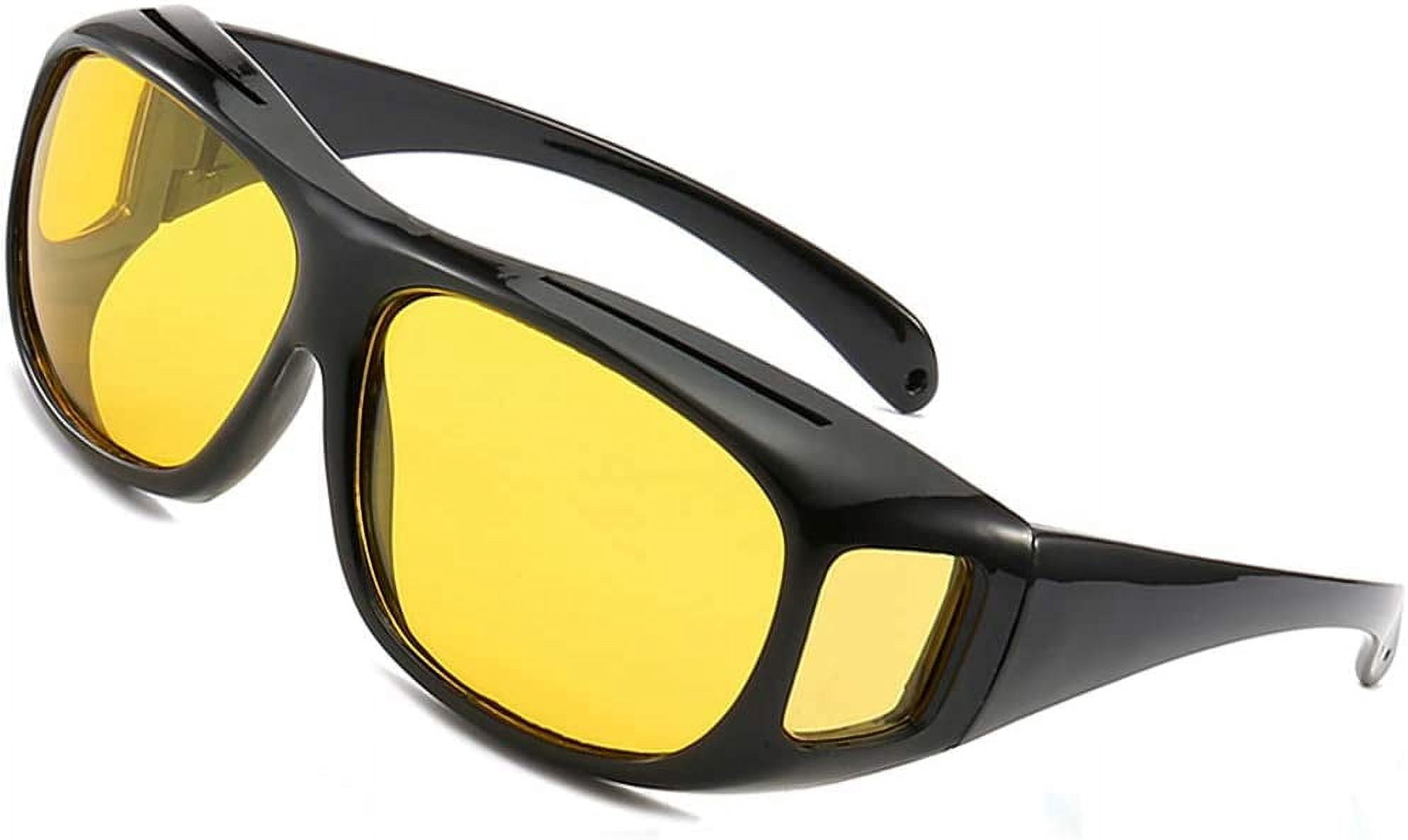 UV400 Night Vision Goggles Fit Over Prescription Glasses Wrap Arounds Sunglasses Driving Protection