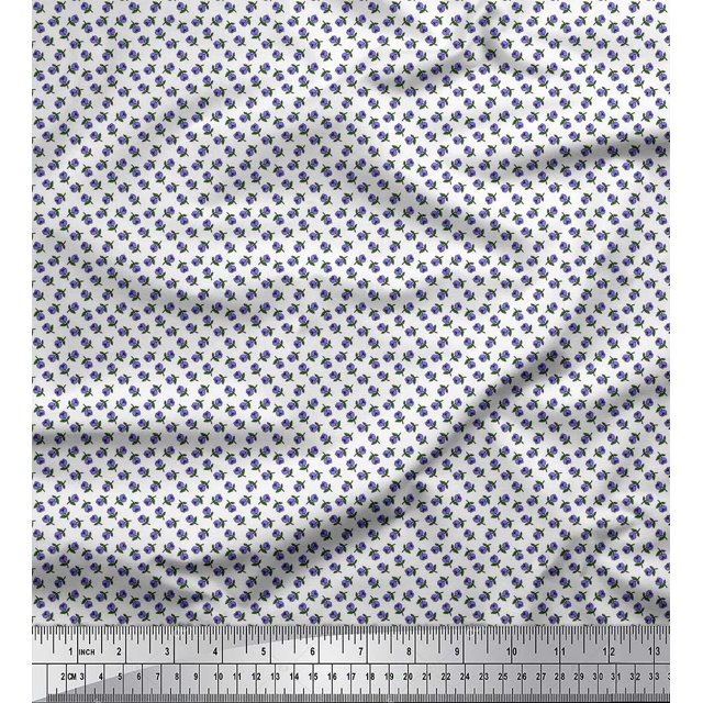 Soimoi Moss Georgette Fabric Leaves & Floral Small Printed Fabric 1 Yard 42 Inch Wide