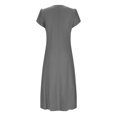 thumbnail image 3 of Ovzne Robes d'Été pour Femmes 2025 Robe Femme Robe d'Été pour Femmes Aguichant Mode Couleur Unie Poche à Volants Manches Courtes Robe à Col Rond Robe de Printemps Manches Courtes Liquidation, 3 of 6