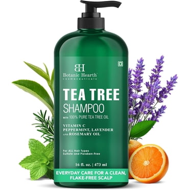 Botanic Hearth Tea Tree Shampoo, Vitamin C, Peppermint, Lavender and Rosemary Oil, Fights Dandruff and Dry Scalp, 16 fl oz