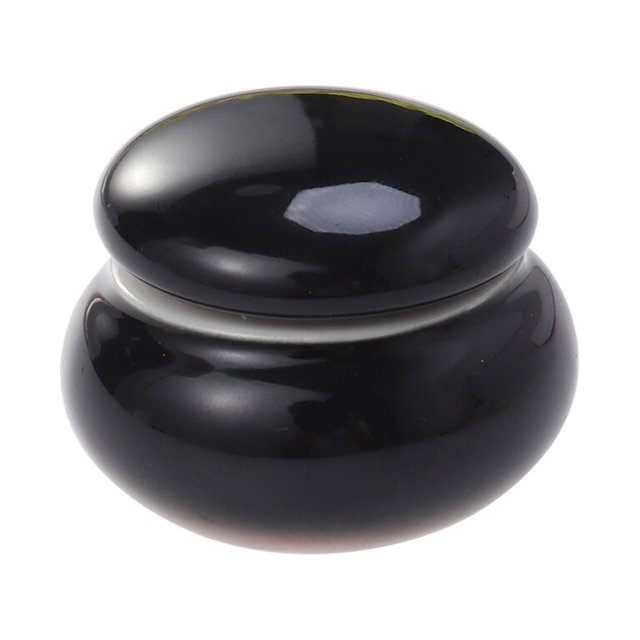 Mini Ceramics Cream Rouge Storage Tank Portable Travel Makeup Sealed Bottle - 4.6X2.7X3.5CM (Black)