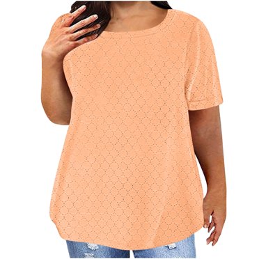 Bocqde Plus Size Summer Casual Tunic Tops for Women Crew Neck Short Sleeve Oversized T Shirts Blouse