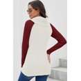 thumbnail image 4 of Chandails Femme Chauds Chandails Asymétriques Tricotés Col Roulé Uni Cache-Cœur Tricoté Manches Longues Chemises Hauts Décontracté TG, 4 of 5