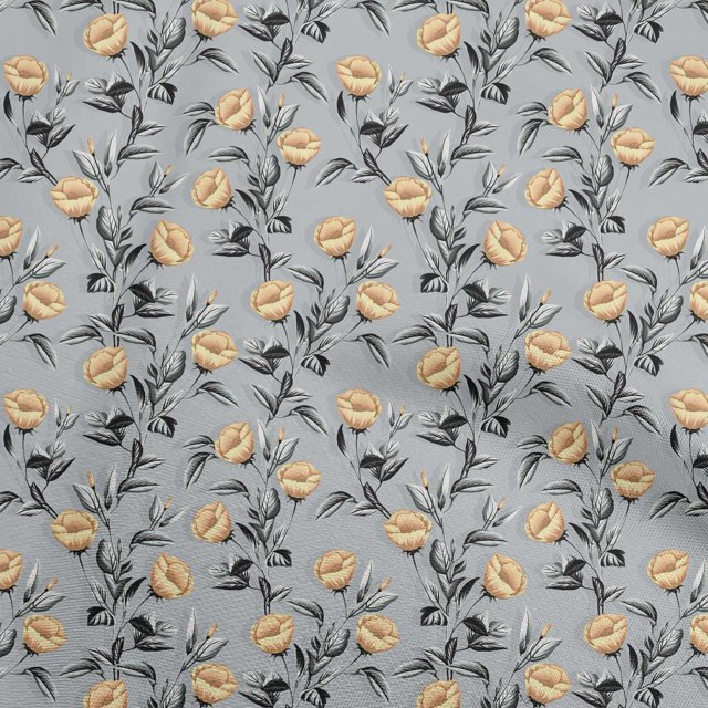 oneOone Velvet Yellow Fabric Floral Retro Craft Projects Decor Fabric Printed By The Yard 58 Inch Wide
