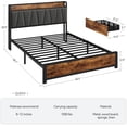 thumbnail image 4 of Ourlova Queen Size Bed Frame with 4 Storage Drawers Platform Bed Frame Queen Size with Charging Station Upholstered Headboard Queen No Box Spring Needed Vintage Brown, 4 of 9