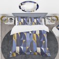 thumbnail image 2 of Designart 'Retro Luxury Waves In Gold And Blue IV' Mid-Century Duvet Cover Set, 2 of 4