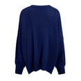 thumbnail image 4 of WUANDIXFA Chandails pour Femmes pour l'Automne Chandails pour Femmes à Manches Longues Fente Latérale Col Rond Chandails Molletonnés à Enfiler Hauts de Mode pour Femmes Vêtements Corset Vêtements d'Extérieur Bleu Marine,P, 4 of 5