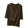 thumbnail image 1 of Timegard Hauts pour Femmes Col Rond Manches 3/4 Blouse Ample Confortable Décontractée Couleur Unie Pyjama T-Shirt Hauts, 1 of 6