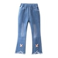 thumbnail image 1 of QIPOPIQ Jeans Ajustés à Taille Élastique pour Filles, Pantalon en Denim Simple Mode Déchiré 2-13 Ans Liquidation, 1 of 6