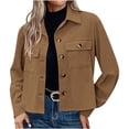 thumbnail image 1 of Timegard Button down Shirts for Women Cropped Long Sleeve Jackets Fall Solid Color Casual Loose Tops, 1 of 7
