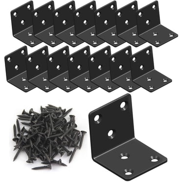 ORUYROP Équerre en L, Équerre d'Angle Robuste, Équerre d'Étagère en Acier Inoxydable, Équerres d'Angle Grandes Noires, Équerres en Métal Fer pour Bois (14 Pcs) (1.58X1.58X1.58X0.07 Pieds')