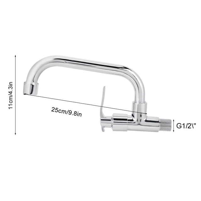 Leylor Water Faucet G1/2in Wall Mounted Single Cold Water Tap Sink Water Faucet for Home Kitchen Use (Type A 25cm)