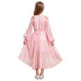 thumbnail image 2 of Oyolan Kids Girls Solid Color Halter Off-shoulder Long Sleeve Party Dress with Ruffled Hem Flower Girls Gown Pink 4, 2 of 7