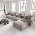 thumbnail image 3 of The Magic Home Canapé de Coin Convertible Modulable 4 Places en Velours Côtelé Brun,, 3 of 10