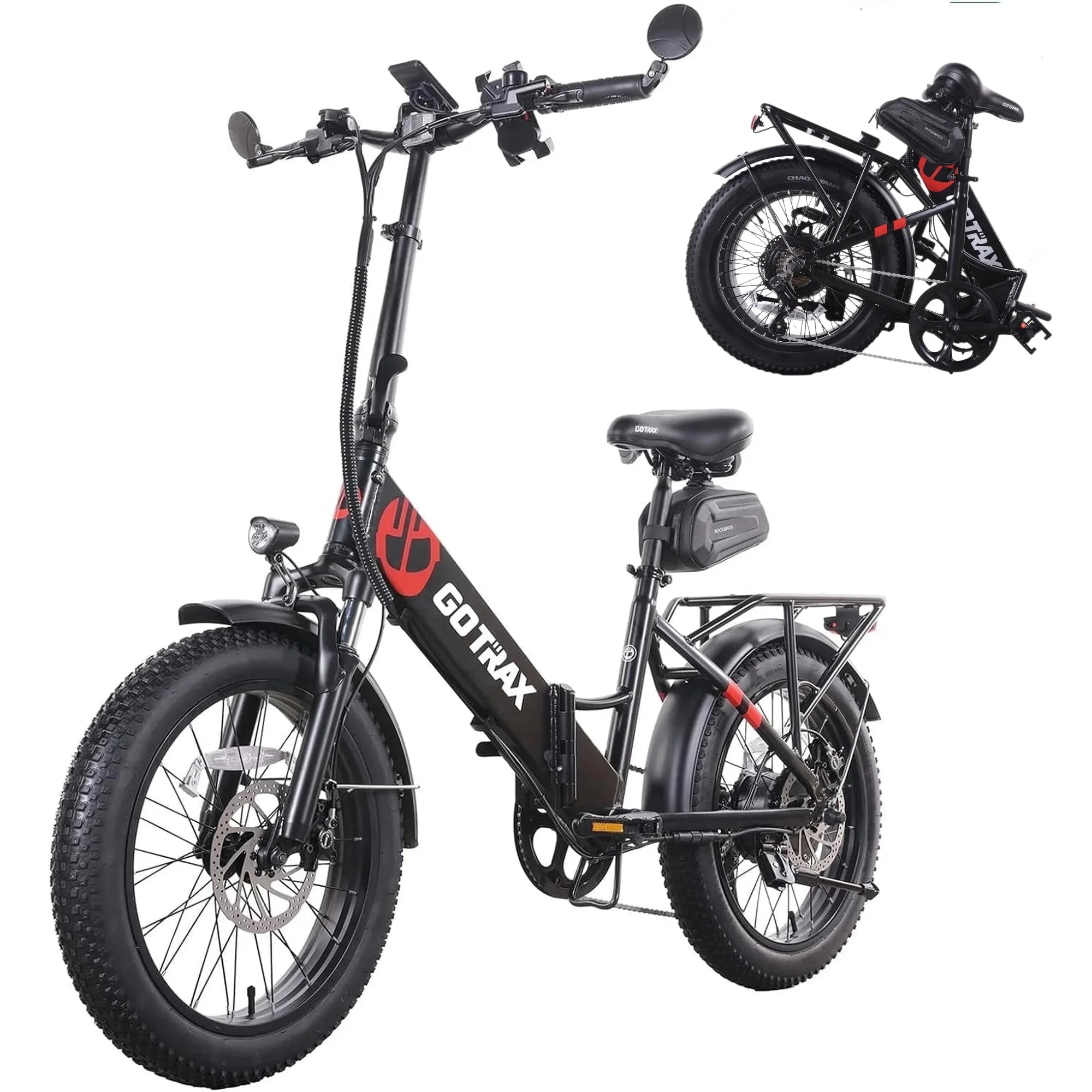 Gotrax R2V2 20" Foldable Electric Bike, 500W Motor, 32 KPH Top Speed, 64 KM Range, 3.0" Fat Tires, Commuter eBike, Black