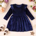 thumbnail image 1 of LSLJS Infant Toddler Girls Solid Color Single Sided Velvet Lace Long Sleeves Ruched Dress, Baby Outfits, 1 of 5