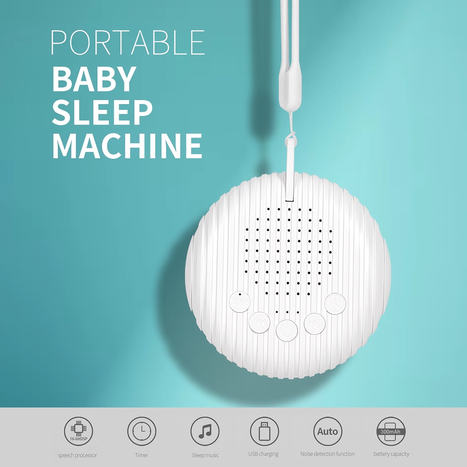 Ymiko Machine Portable Baby Sleep Soother 10 Soothing Sleep Sounds Timer White Noise Machine For Baby White