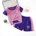 thumbnail image 2 of MIASHUI Ensemble de T-Shirt à Manches Courtes et Shorts en Maille Active pour Garçons, Violet, 4-5 Ans, 2 of 3