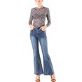 thumbnail image 2 of INSPIRE CHIC Pantalon Long Évasé Vintage Taille Haute Extensible pour Femme Jeans à Boutons Cloche, 2 of 6