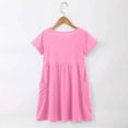 thumbnail image 4 of Robes pour Filles Enfants Mode Uni Col Rond Manches Courtes Décontracté Confortable Robe avec Poches Robes pour Bébé Rose Vif 4 Ans-5 Ans, 4 of 6