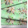 thumbnail image 2 of Soimoi Green Georgette Viscose Fabric Leaves & Ranunculus Floral Printed Craft Fabric by the Yard 42 Inch Wide, 2 of 3