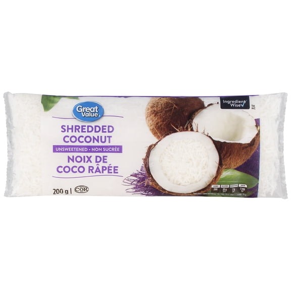 Noix de coco râpée non sucrée Great Value 200g
